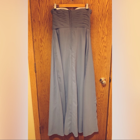 Full Length Chiffon Bridesmaid Dress in Dusty Blue - Picture 2 of 3